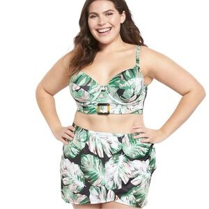 Lane Bryant Faux-Wrap Swim Skirt in Aruba Palms Size 18